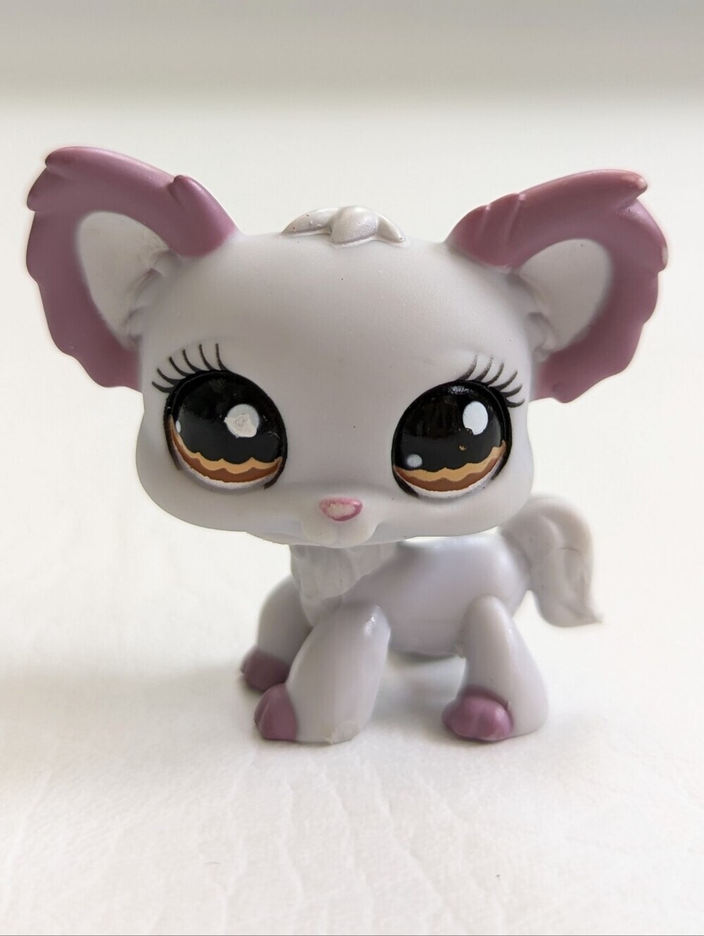 Authentic Littlest Pet Shop LPS Long Eared Chihuahua #1138 Grey With Brown Eyes